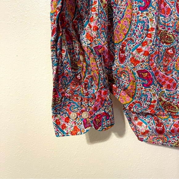 J.Crew 100% Cotton Large Paisley Print Button-up Long Sleeve Shirt Women's - Picture 2 of 5